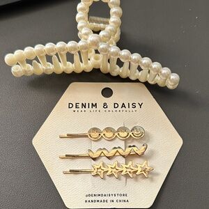 Pearl and Gold Hair Clip Set
